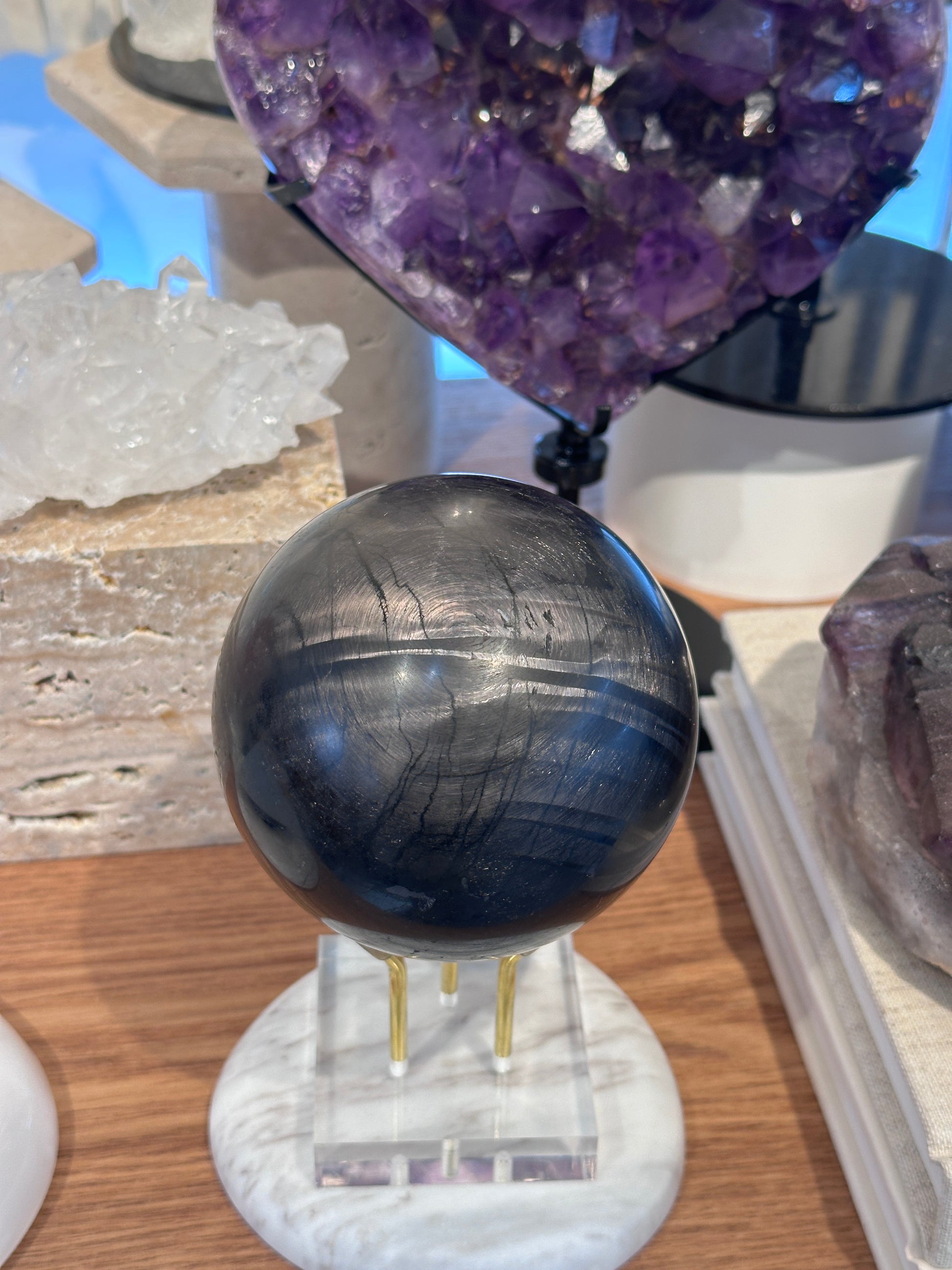95mm 大型金運石球 Hypersthene Sphere - ART OF GEM 