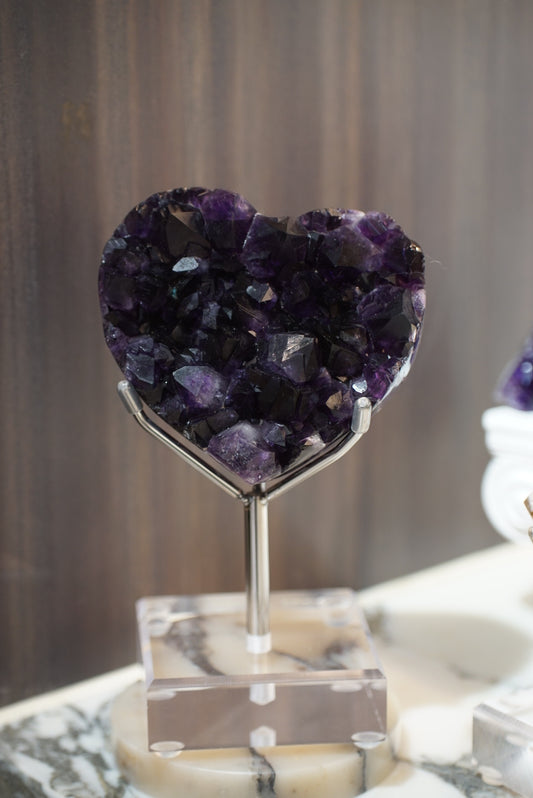 頂級烏拉圭帝王紫大晶牙紫水晶心心 Uruguay Amethyst Heart