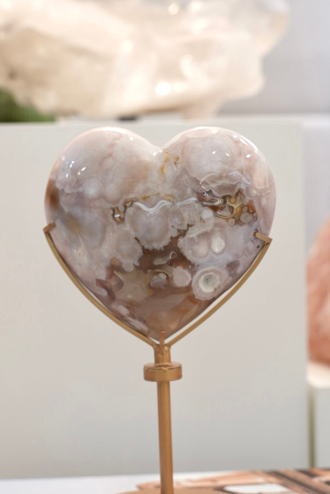 櫻花瑪瑙心 （連旋轉底座）