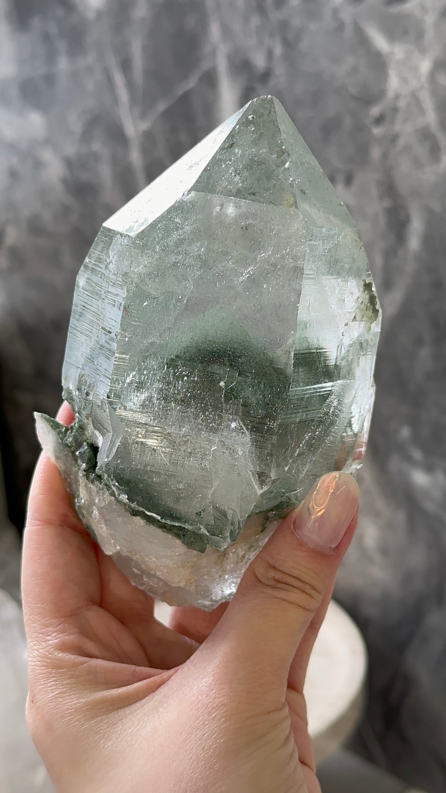 印度喜馬拉雅綠幽靈白水晶 India Himalayan White Quartz with green phantom