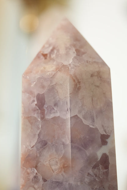 Pink Amethyst Cherry Blossom Agate Tower