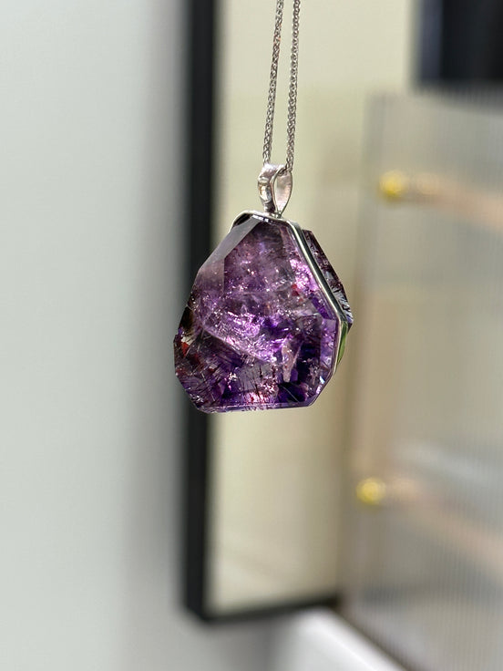 草莓晶紫髮骨幹超級七吊墜 - ART OF GEM 