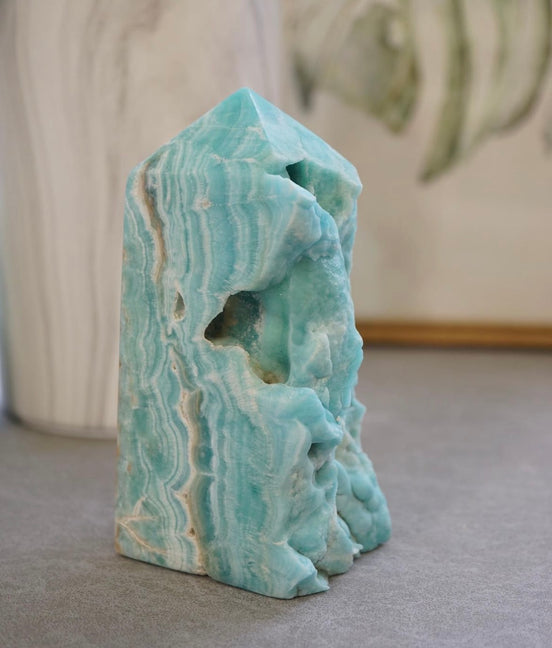 半打磨藍霰石/ 藍文石柱 - ART OF GEM 