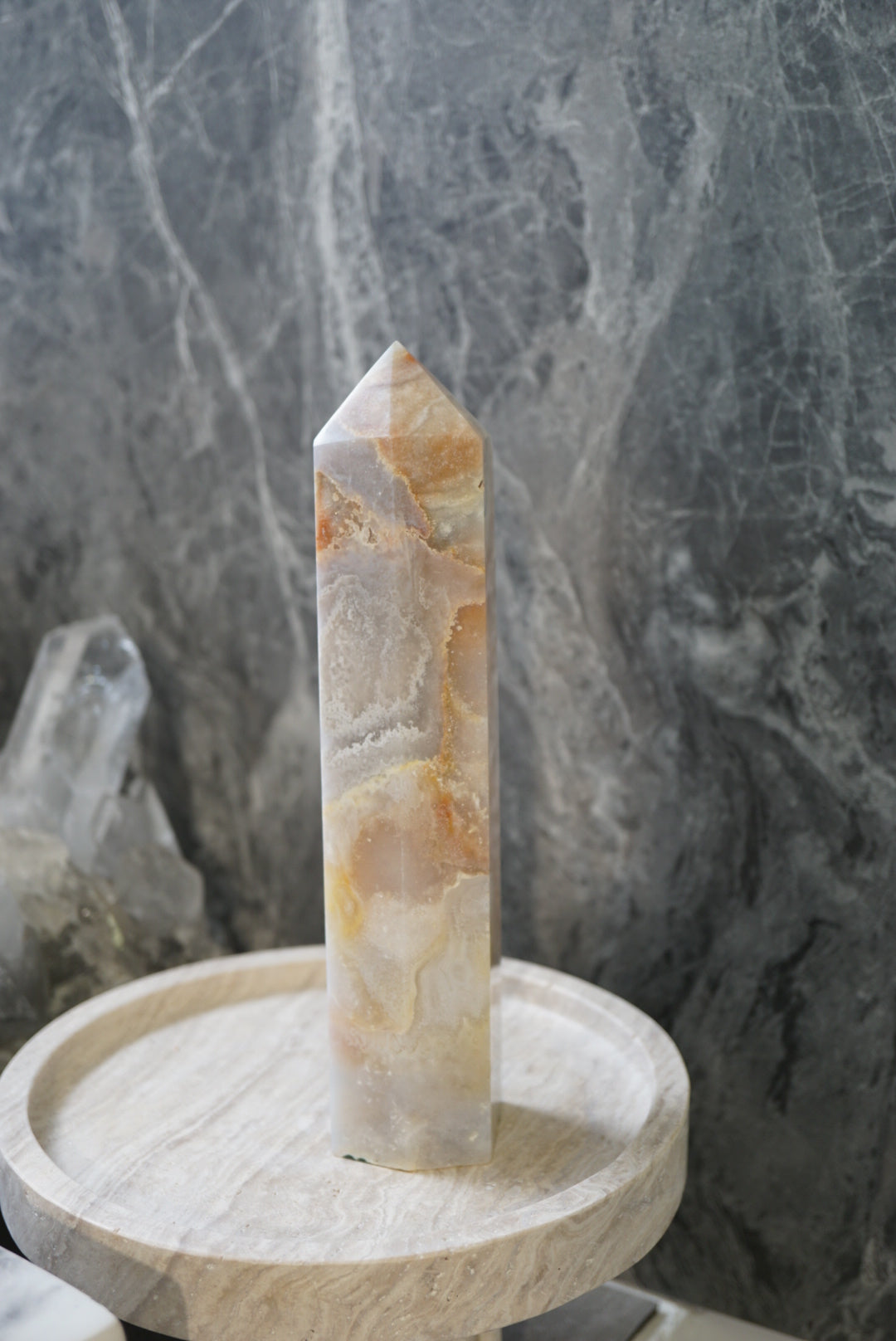橙調粉紫晶瑪瑙柱 - ART OF GEM 