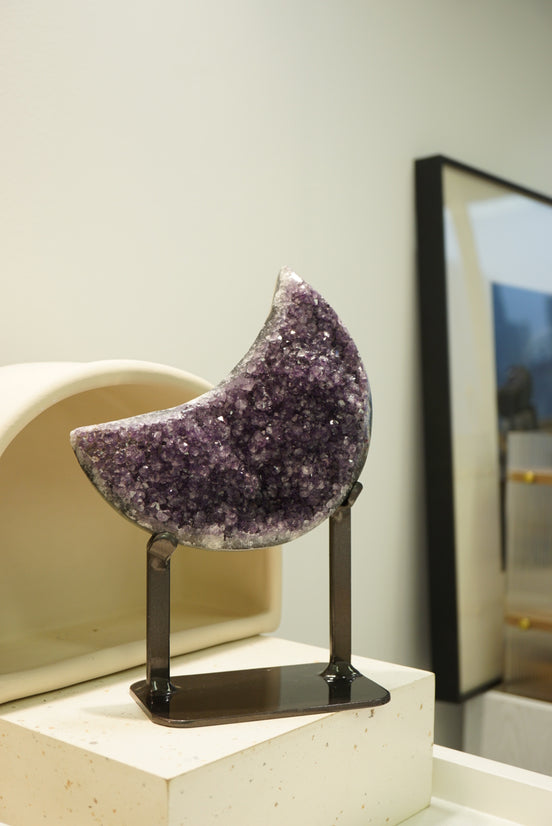 烏拉圭紫水晶月亮 (連座） - ART OF GEM 