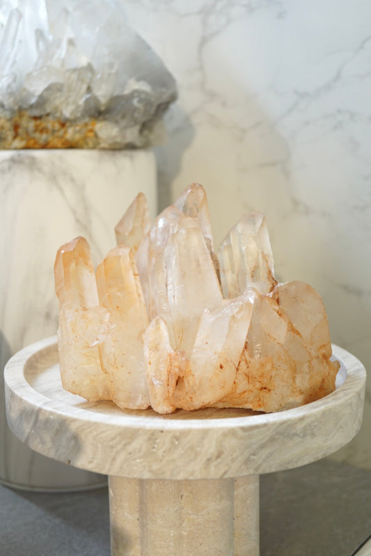 橙紅調巴西白水晶簇 - ART OF GEM