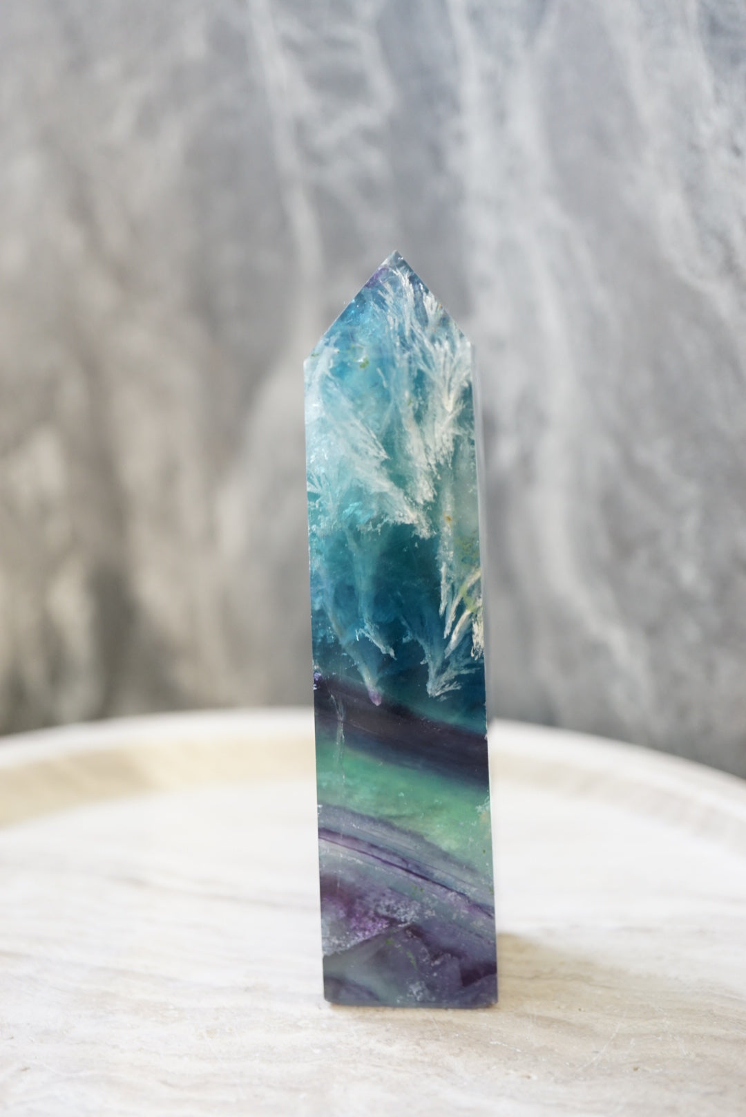 紫藍綠羽毛螢石柱 - ART OF GEM 