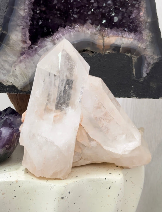 巴西粉色白水晶簇 - ART OF GEM 