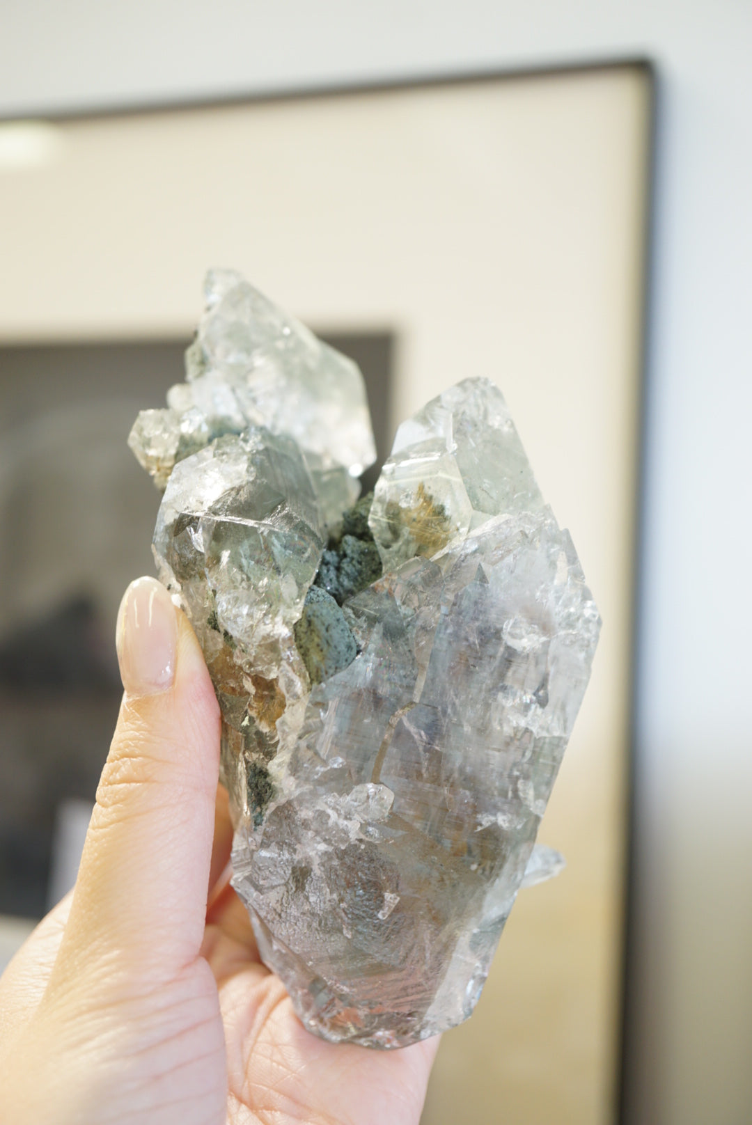 印度喜馬拉雅綠幽靈金髮晶白水晶 （帶資料庫） - ART OF GEM 
