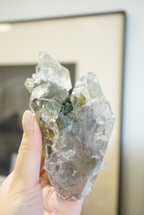 印度喜馬拉雅綠幽靈金髮晶白水晶 （帶資料庫） - ART OF GEM 