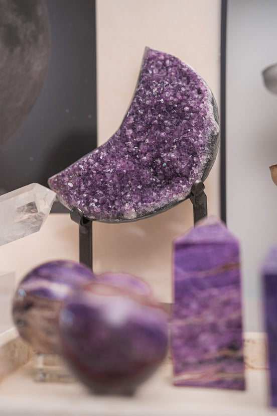 烏拉圭紫水晶月亮 (連座） - ART OF GEM 