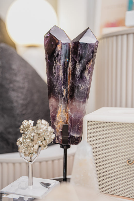 極濃色巴西雙生紫晶權杖 （可旋轉底座） - ART OF GEM 