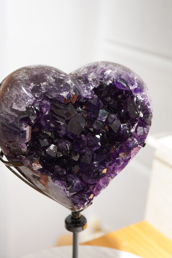 烏拉圭頂級帝王紫紫晶心心 （旋轉底座） - ART OF GEM 