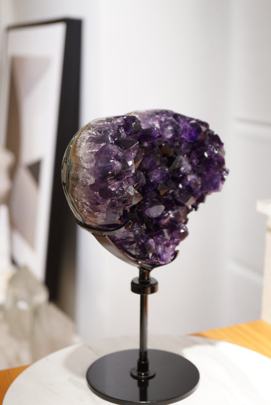 烏拉圭頂級帝王紫紫晶心心 （旋轉底座） - ART OF GEM 