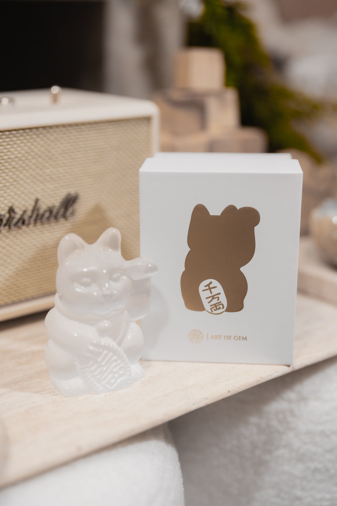 原創設計 | 透石膏招財貓  [淨化能量] - ART OF GEM 