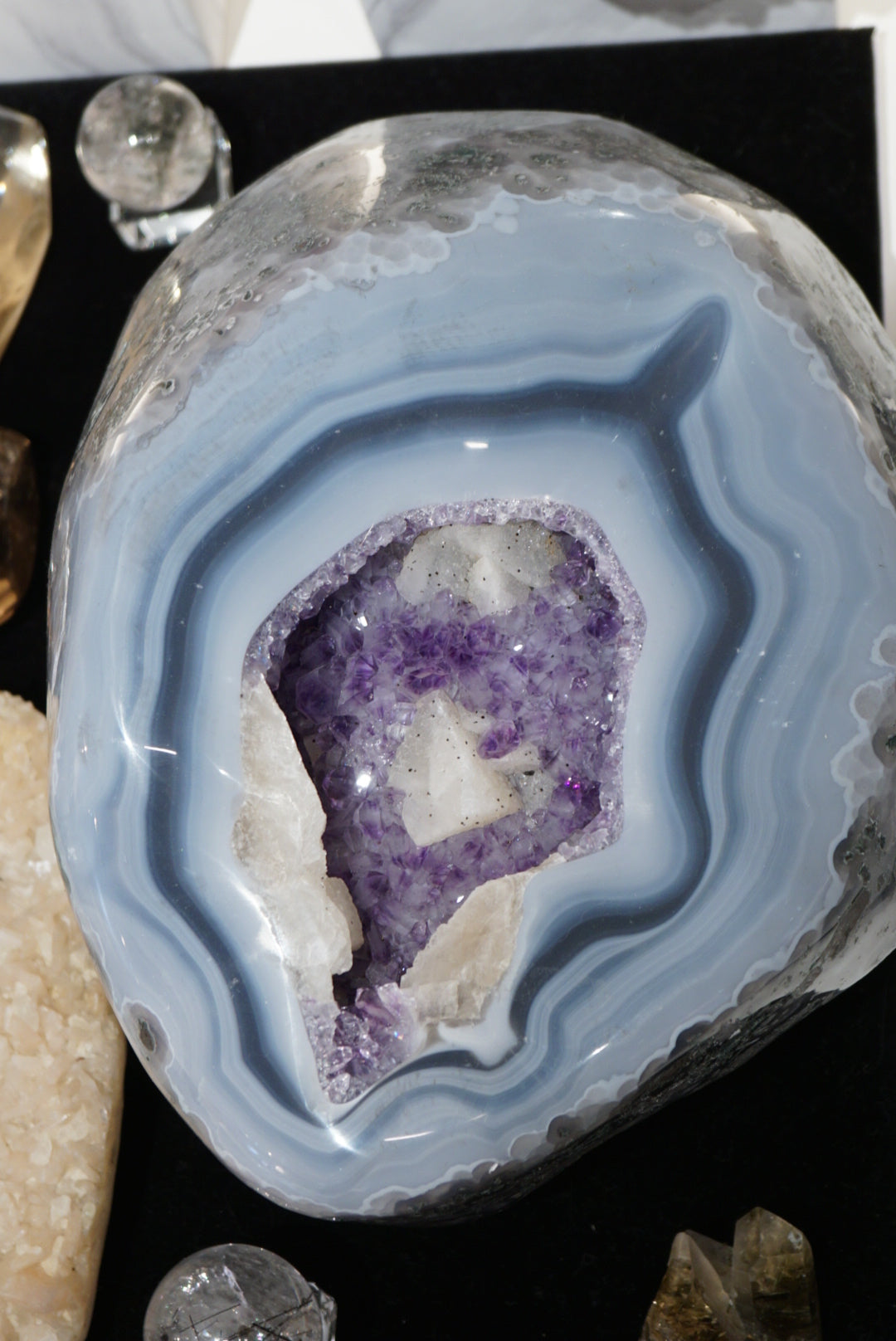 大型巴西瑪瑙紫水晶擺設 （共生方解石） - ART OF GEM 