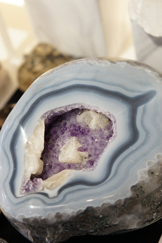 大型巴西瑪瑙紫水晶擺設 （共生方解石） - ART OF GEM 