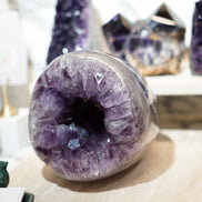 罕有巴西全瑪瑙拋光紫晶洞 Brazil Amethyst Geode with Agate - ART OF GEM 