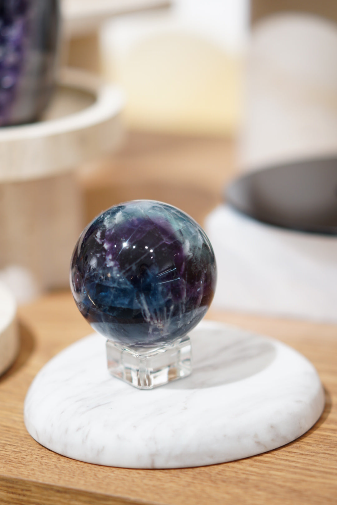紫藍綠羽毛螢石球 - ART OF GEM 