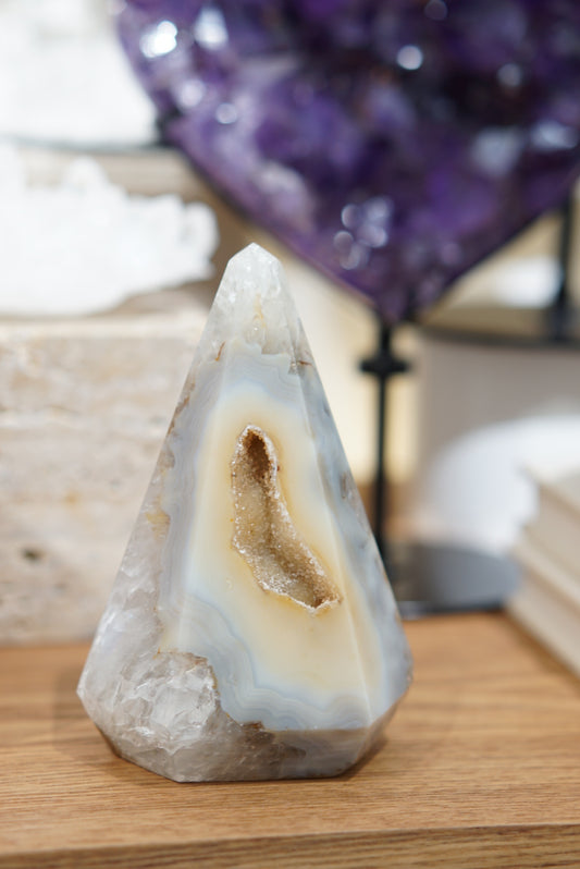 巴西藍紋瑪瑙黃瑪瑙擺設 - ART OF GEM