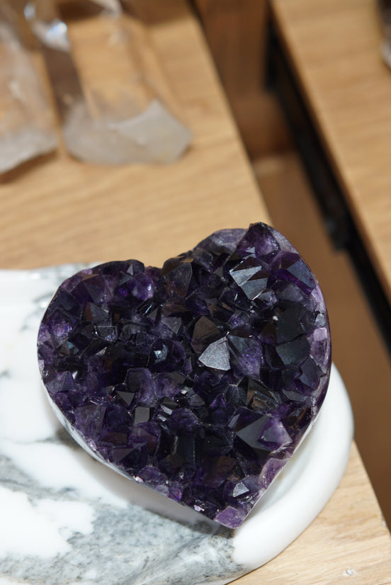 頂級烏拉圭帝王紫大晶牙紫水晶心心 - ART OF GEM 