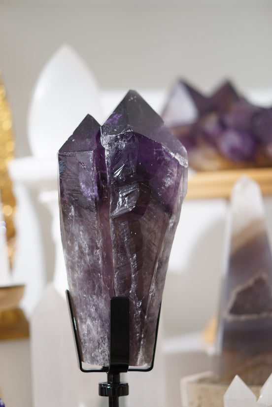 巴西濃色紫晶雙生權杖 (連旋轉底座） - ART OF GEM 