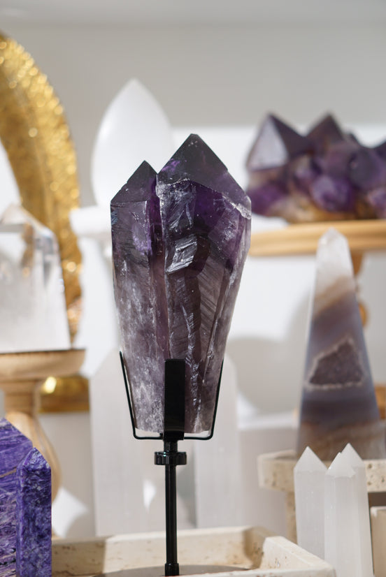 巴西濃色紫晶雙生權杖 (連旋轉底座） - ART OF GEM 