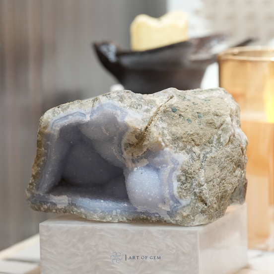 南非藍紋瑪瑙原石 - ART OF GEM 