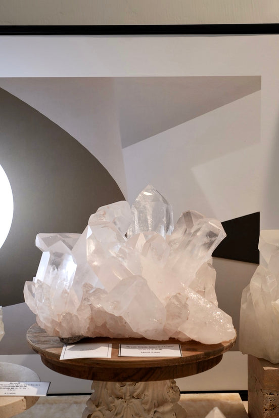 大型巴西白水晶簇 （帶粉調） - ART OF GEM 