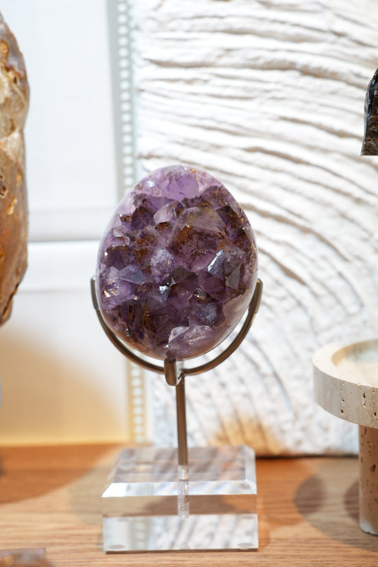 巴西紫鈦晶蛋（連座） - ART OF GEM 