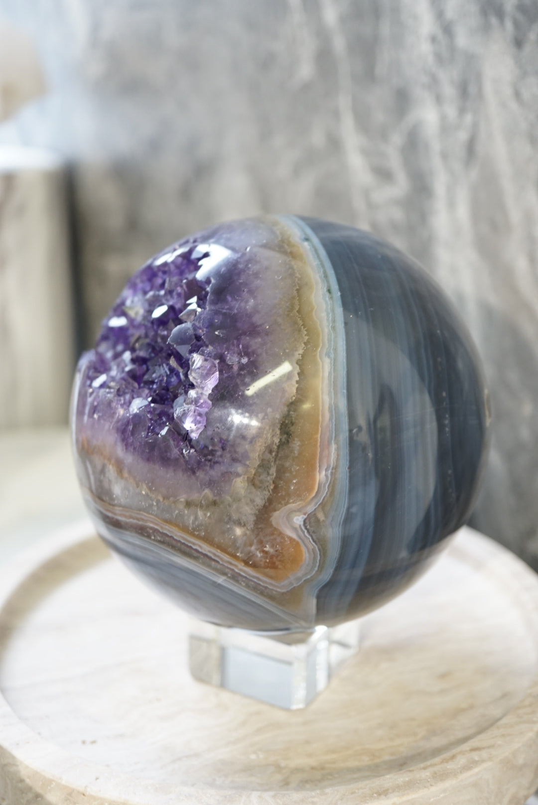 巴西瑪瑙紫晶球 Brazil Amethyst Sphere with agate