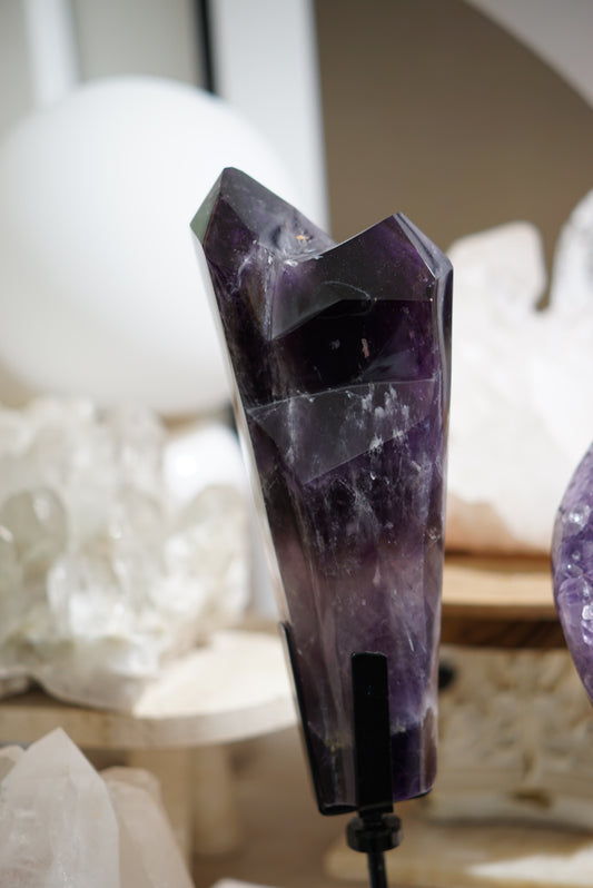 極濃色巴西雙生紫晶權杖 （可旋轉底座）Brazil Scepter Amethyst(with rotating stand) - ART OF GEM 