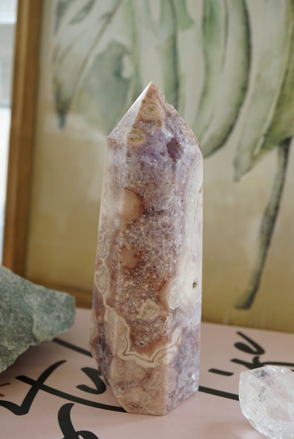 粉紫晶櫻花瑪瑙柱 Pink Amethyst Cherry Blossom Agate Tower - ART OF GEM 