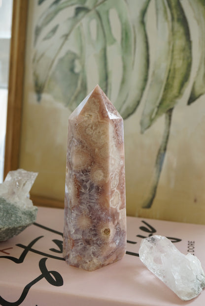 粉紫晶櫻花瑪瑙柱 Pink Amethyst Cherry Blossom Agate Tower - ART OF GEM 