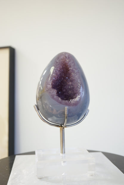 巴西藍瑪瑙紫晶蛋 Brazil Amethyst egg with blue agate - ART OF GEM 