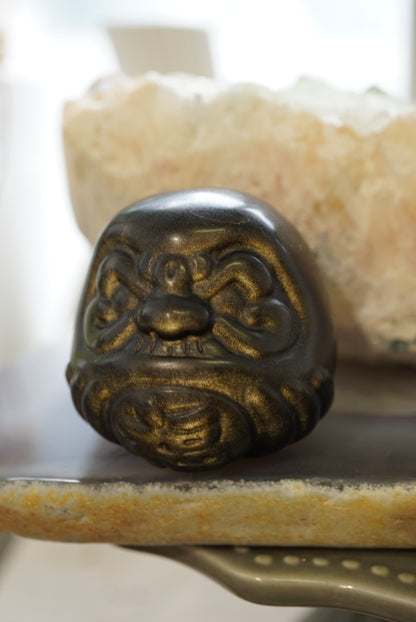 金曜石達摩 (5cm) Golden Sheen Obsidian - ART OF GEM 