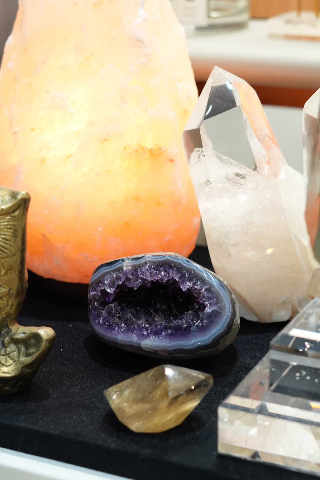 Mini Brazilian Agate Polished Amethyst Geode