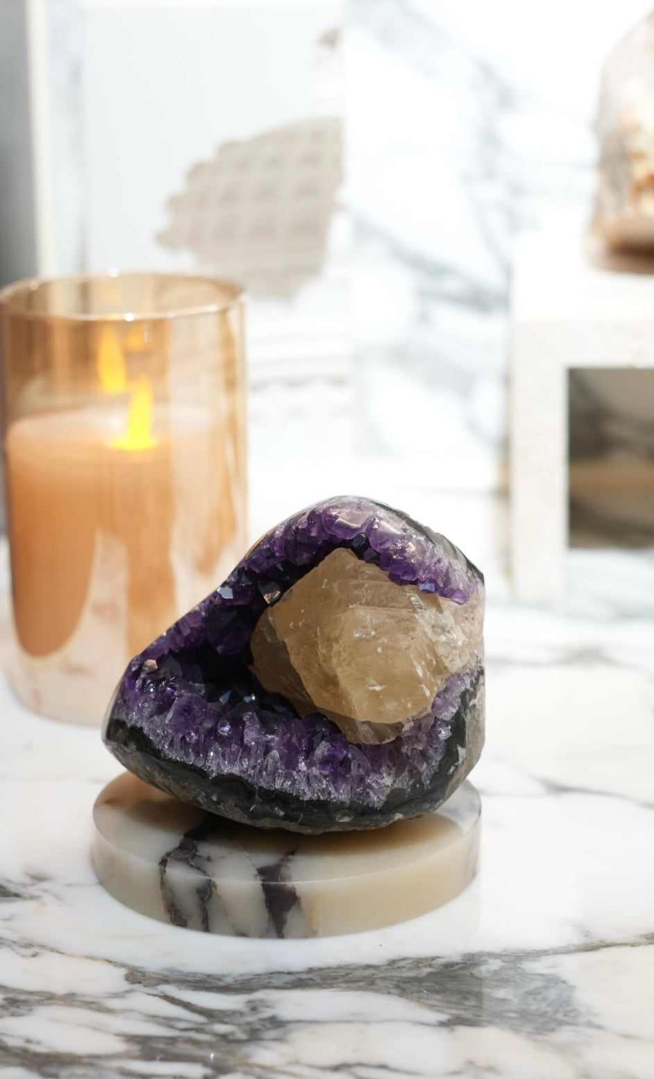 Uruguay Amethyst Cluster with Calcite