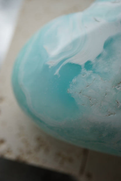 藍加勒比方解石心心 Caribbean Blue Calcite Heart - ART OF GEM 