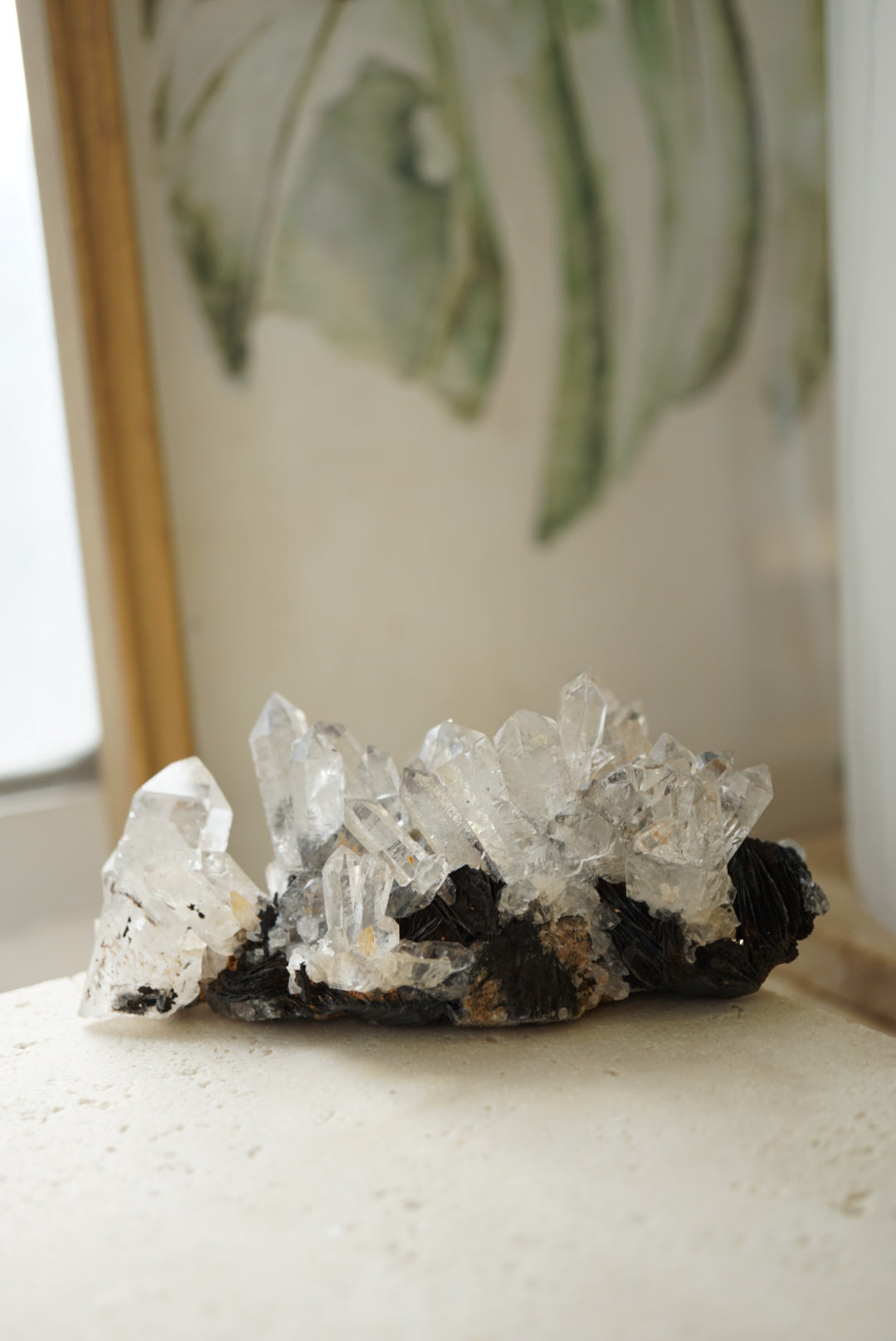 稀有鏡鐵礦白水晶簇 Specularite Cluster