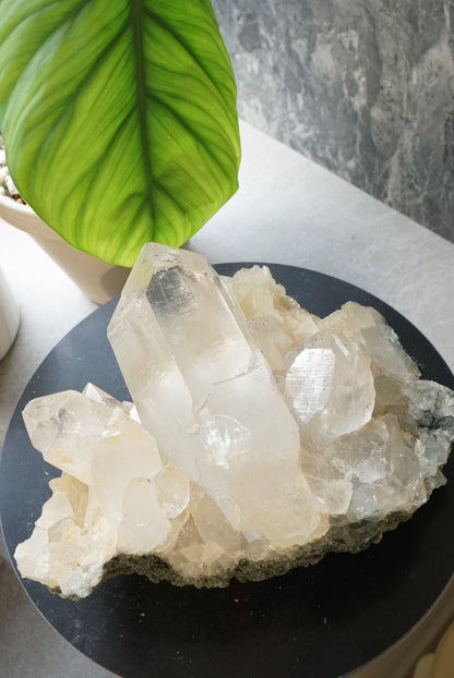 收藏級印度喜馬拉雅白水晶簇共生綠幽靈 India Himalayan White Quartz with green phantom - ART OF GEM 