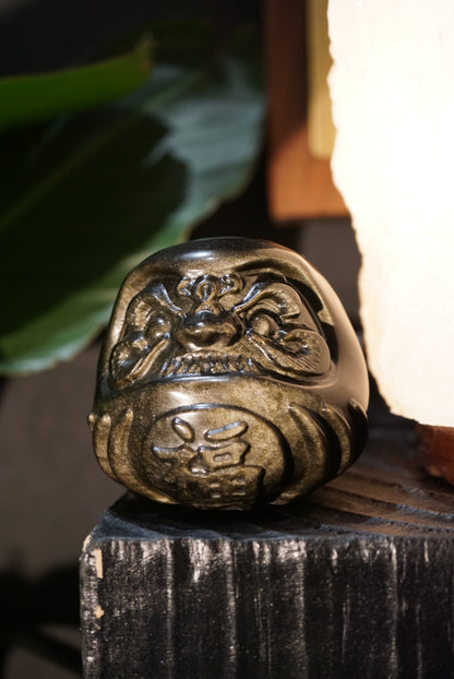 金曜石達摩 (8/10cm) Golden Sheen Obsidian Dharma - ART OF GEM 