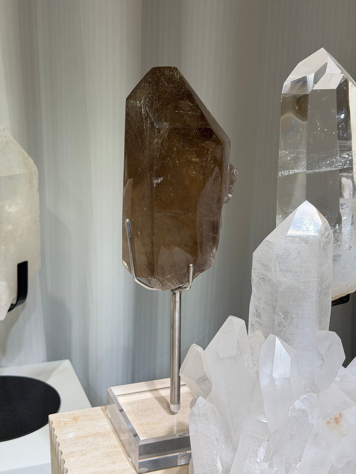 Collector-grade large golden rutilated quartz pillar