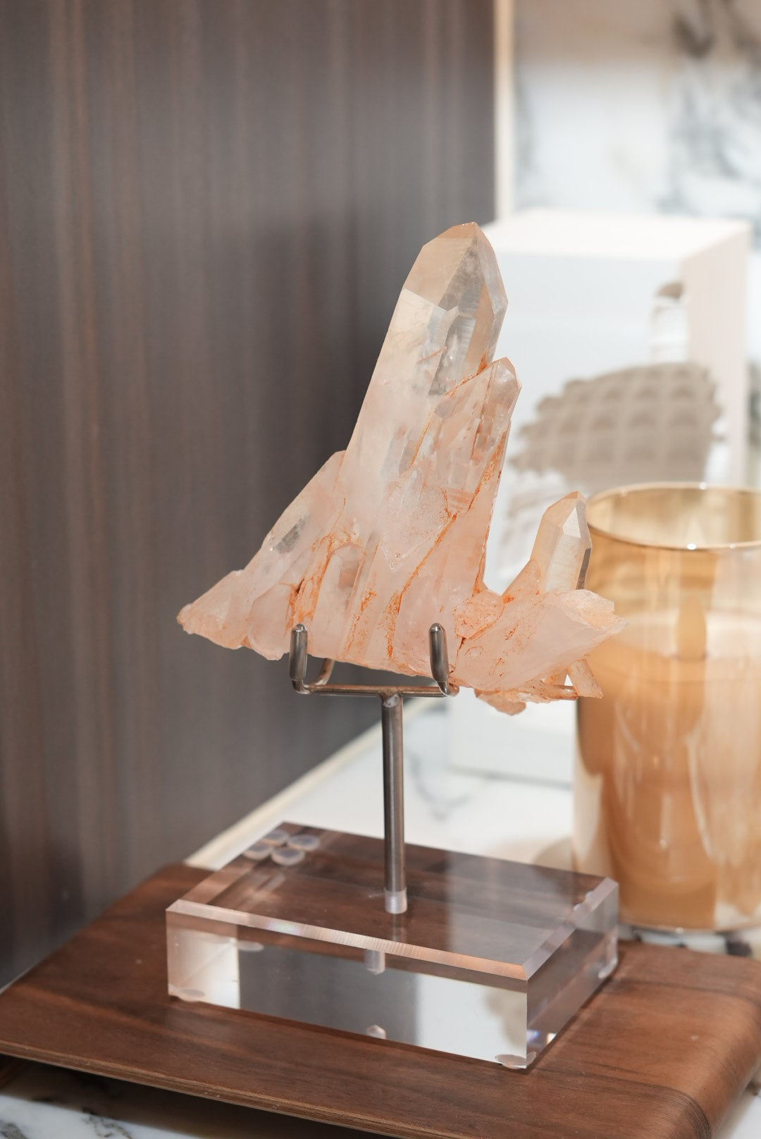 Brazilian Clear Quartz Cluster (with pink hues) (with stand)