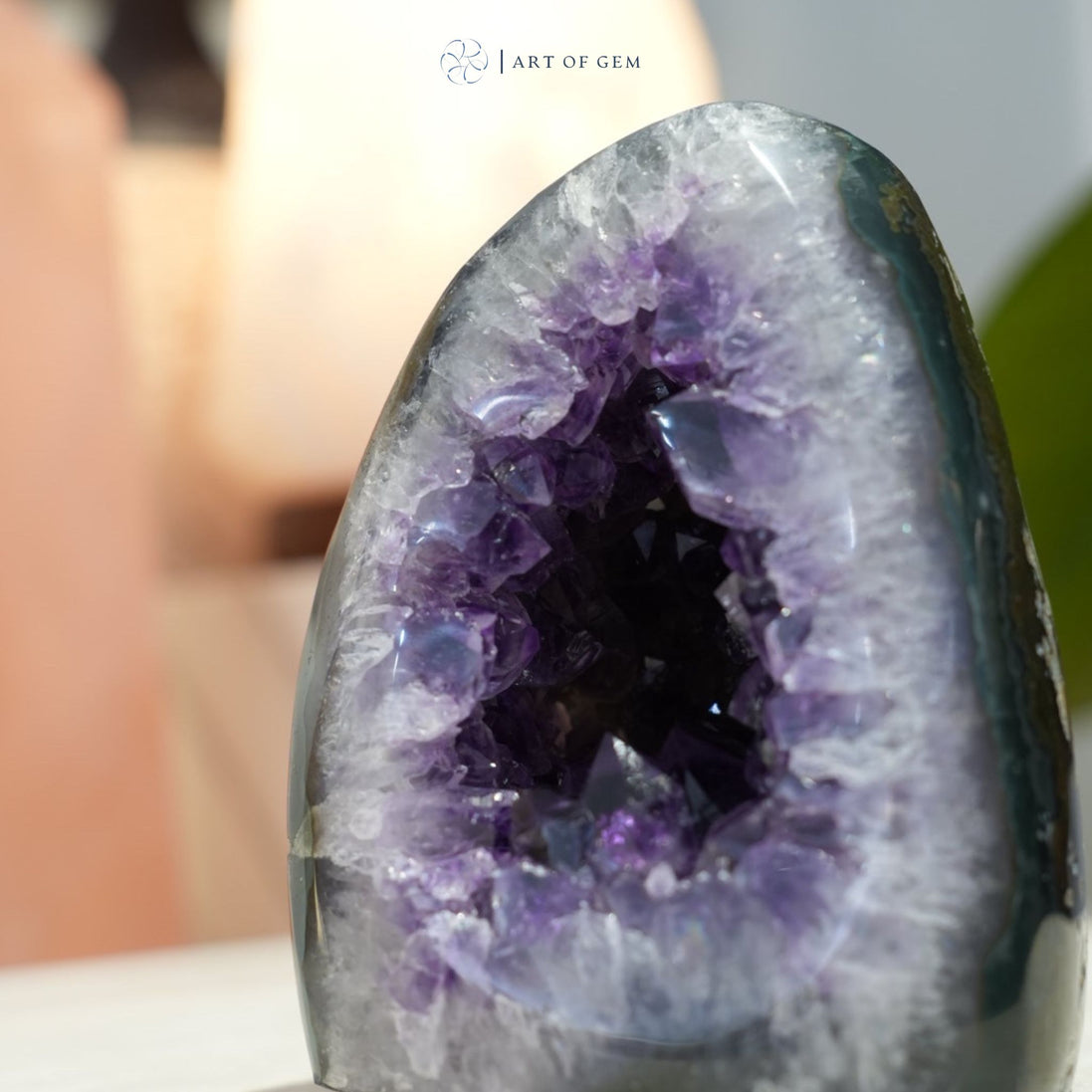 Mini 巴西全瑪瑙拋光紫晶洞 - ART OF GEM 