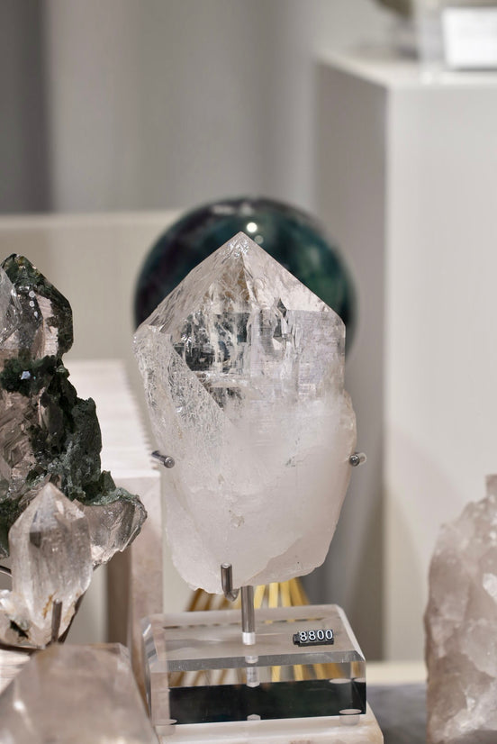 Indian Himalayan white crystal (with stand)