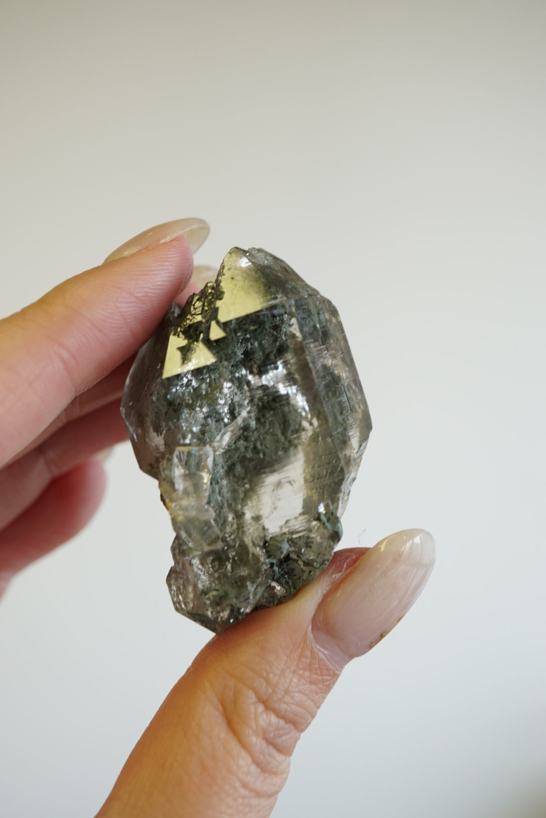 印度喜馬拉雅綠幽靈水晶 India Himalayan White Quartz with green phantom