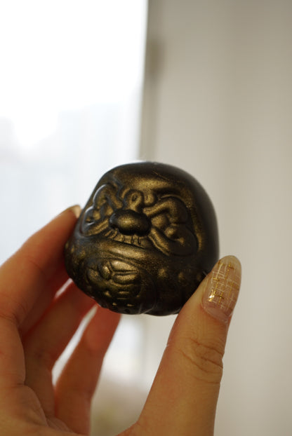 金曜石達摩 (5cm) Golden Sheen Obsidian - ART OF GEM 