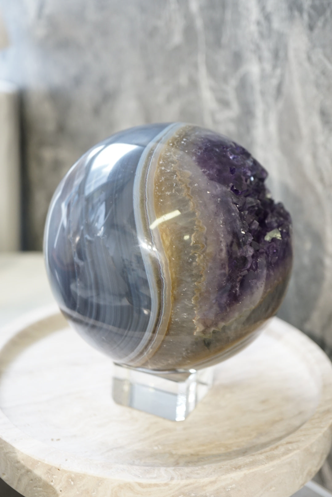 巴西瑪瑙紫晶球 Brazil Amethyst Sphere with agate