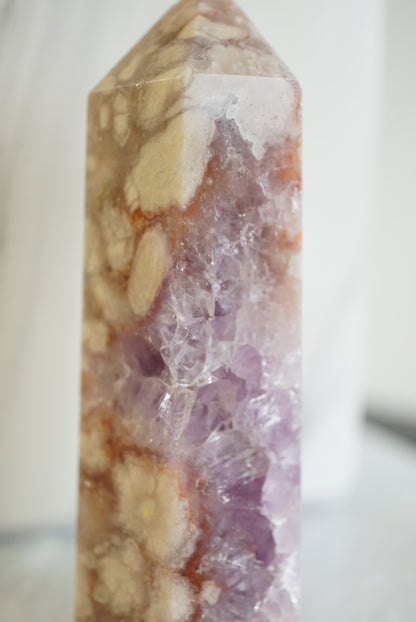 粉紫晶櫻花瑪瑙柱 Pink Amethyst Cherry Blossom Agate Tower - ART OF GEM 
